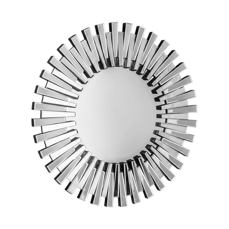 18" Glass Sunburst Framed Accent Mirror - Silver