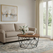 Load image into Gallery viewer, Solid Wood And Iron Round Frame Coffee Table - Brown
