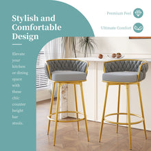 Load image into Gallery viewer, Modern Low Back Upholstered Counter Height Bar Stools (Set of 2)
