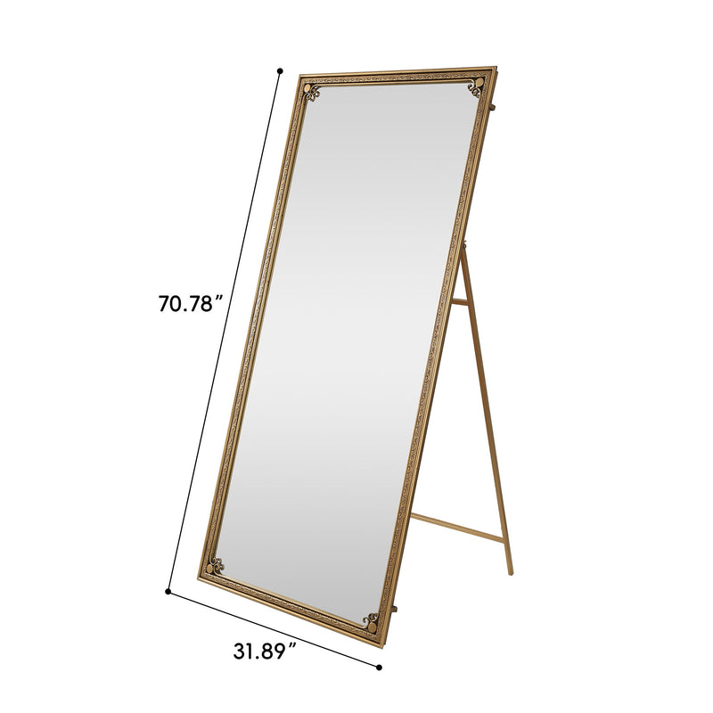 Full Length Mirror With Stand, Floor Standing Dressing - Antique Gold