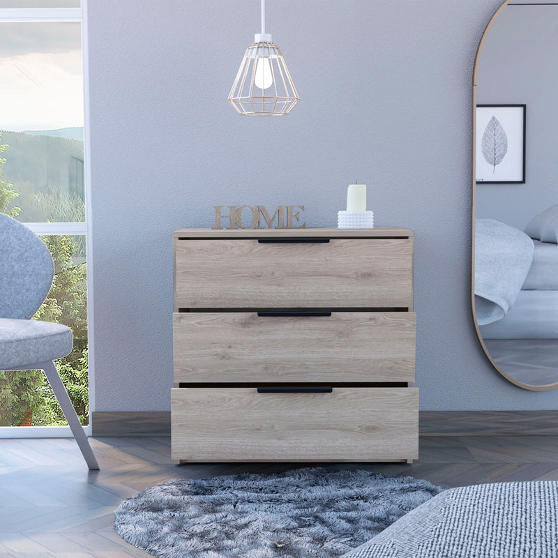 Wood Three Drawer Dresser - Light Gray