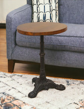Load image into Gallery viewer, Solid Wood And Iron Round End Table - Black And Wood Brown
