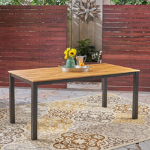 Load image into Gallery viewer, Rectangular Outdoor Dining Table Tabletop With Iron Legs - Black
