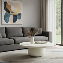 Load image into Gallery viewer, Glass Round Pedestal Coffee Table - Beige
