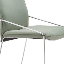 Load image into Gallery viewer, Upholstered Fabric Dining Arm Chairs (Set of 2) - Green / Silver
