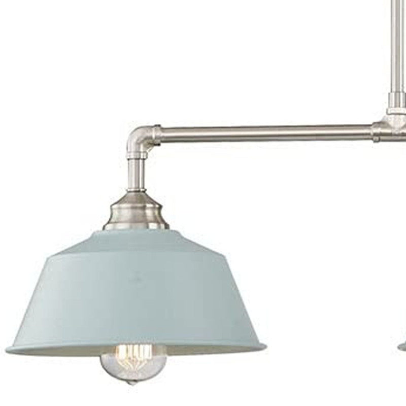 Kitchen Island Three Light Metal Dimmable Chandelier With Light Shades - Nickel