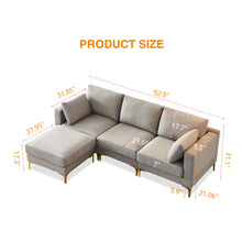 Load image into Gallery viewer, ADF Living Room Furniture Modern Leisure L Shape Couch Grey Fabric
