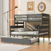 Load image into Gallery viewer, Wood Twin over Full Bunk Bed with Twin Size Trundle, Gray
