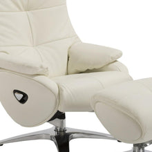 Load image into Gallery viewer, Tufted Genuine Leather Manual Swivel Recliner With Ottoman (730543) - White
