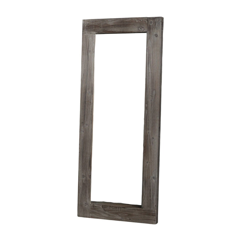 58" Solid Wood Freestanding And Wall Mount Accent Mirror - Dark Brown