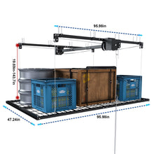 Load image into Gallery viewer, Overhead Garage Storage Rack For High Ceilings &amp; Safety Lock - Black
