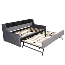 Load image into Gallery viewer, Twin Size Daybed With Trundle With LED Light ＆ Charging Station - Dark Gray
