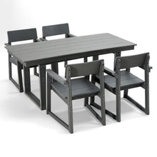 Load image into Gallery viewer, 5 Piece Outdoor Dining Set For 4, Patio Table With Umbrella Hole And 4 Armrest Chairs For Backyard - Gray
