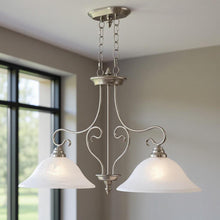 Load image into Gallery viewer, 21" Two Light Dimmable Chandelier With Shades - Nickel
