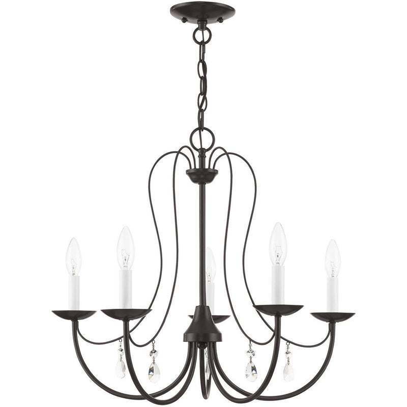 20'' Five Light Dimmable Chandelier With Shades - Bronze