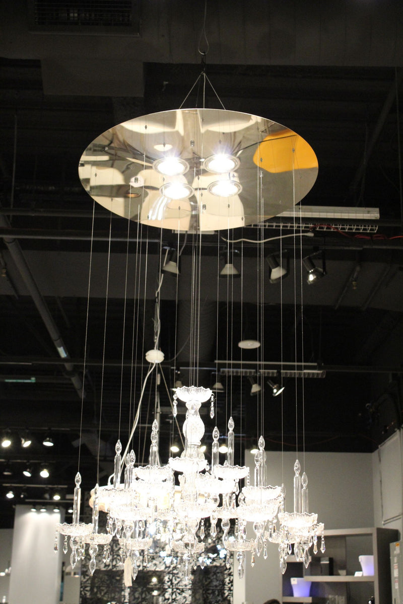 Candle Style Four Light Metal And Glass Ceiling Light - Nickel / Ivory / Clear