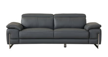 Load image into Gallery viewer, Italian Leather Sofa &amp; Silver Legs - Dark Gray
