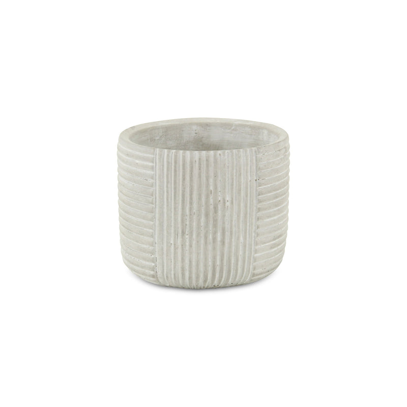 Striped Round Pot Planter - Light Gray