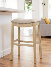 Load image into Gallery viewer, Solid Wood Backless Bar Height Bar Chair - Linen And Natural
