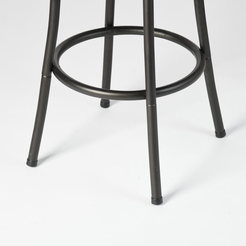 Faux Leather And Iron Low Back Adjustable Height Swivel Bar Chairs (Set of 2) - Black / Brown