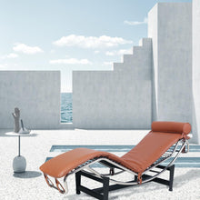 Load image into Gallery viewer, Leather Adjustable Lounge Chair With Pillow - Brown / Black / Silver
