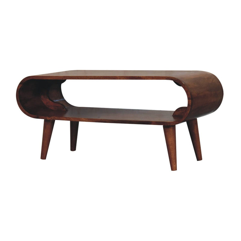 Solid Wood Coffee Table With Shelf - Natural