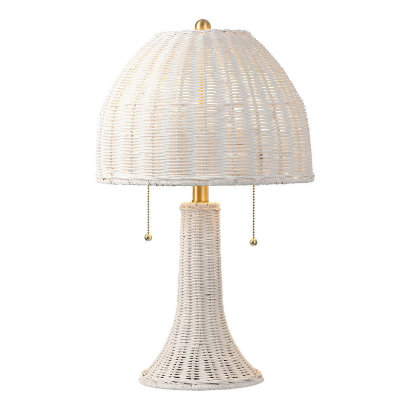 Lantern Bedside Lamp With Dome Shade - White