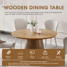 Load image into Gallery viewer, Round Dining Table For Dining Room - Natural Wood
