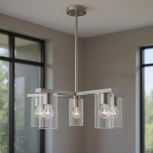 Load image into Gallery viewer, 17" Five Light Dimmable Chandelier With Shades - Nickel
