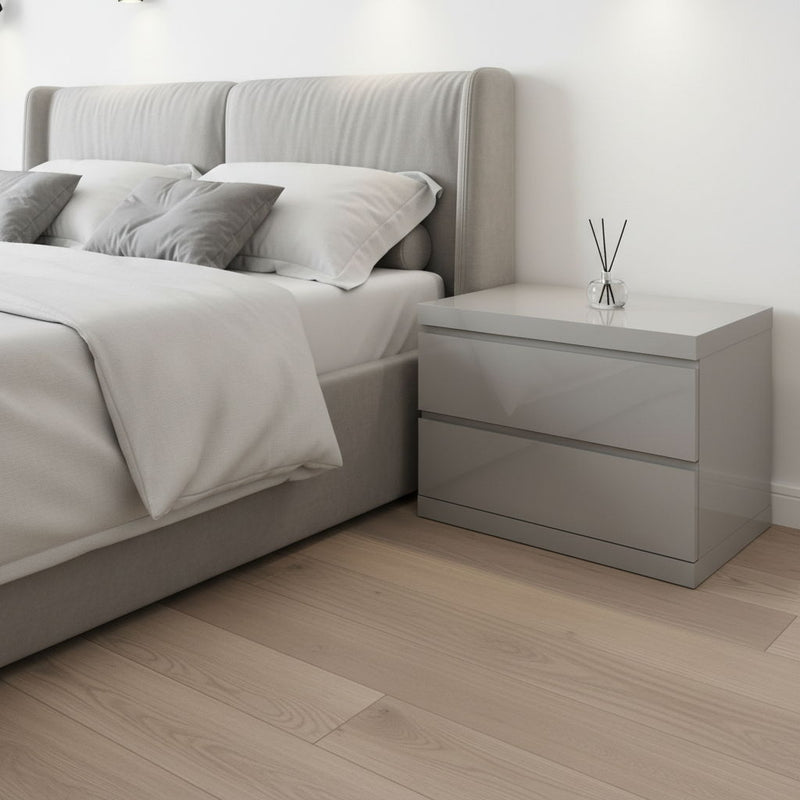 Two Drawer Nightstand - Light Gray