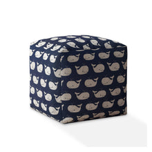 Load image into Gallery viewer, Twill Whale Pouf Cover - Blue
