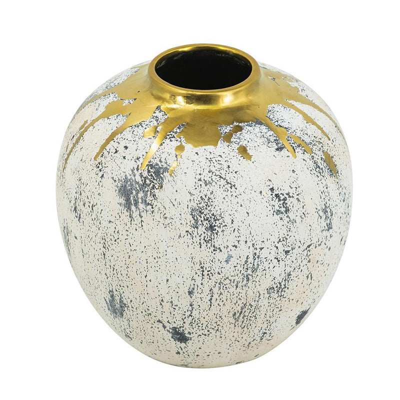 Abstract Round Table Vase - Ivory / Gray / Ivory