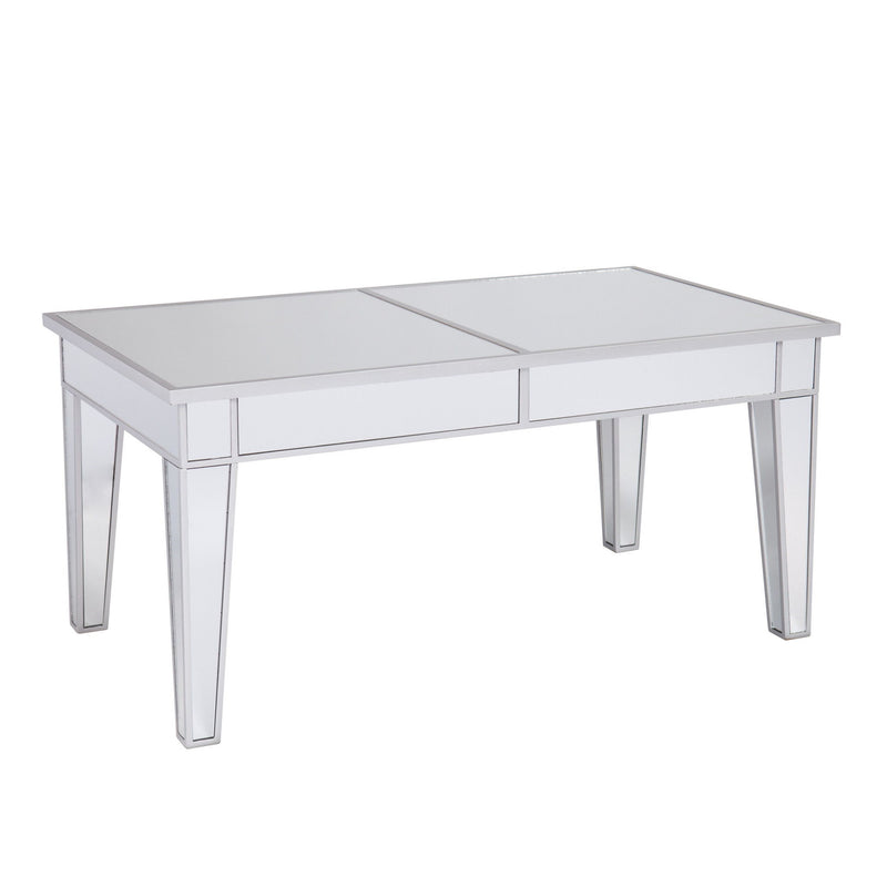 Mirrored Metal Rectangular Mirrored Coffee Table - Silver