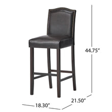 Load image into Gallery viewer, Bar Stools (Set of 2), Upholstered Barstools Armless, Rubber Wood Leg - Brown
