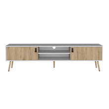 Load image into Gallery viewer, 71" Enclosed And Open Storage TV Stand - Beige And White
