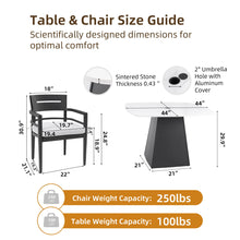 Load image into Gallery viewer, Outdoor Patio Dining Set, Squircle Dining Table, Dining Chairs With Sunbrella Cushions
