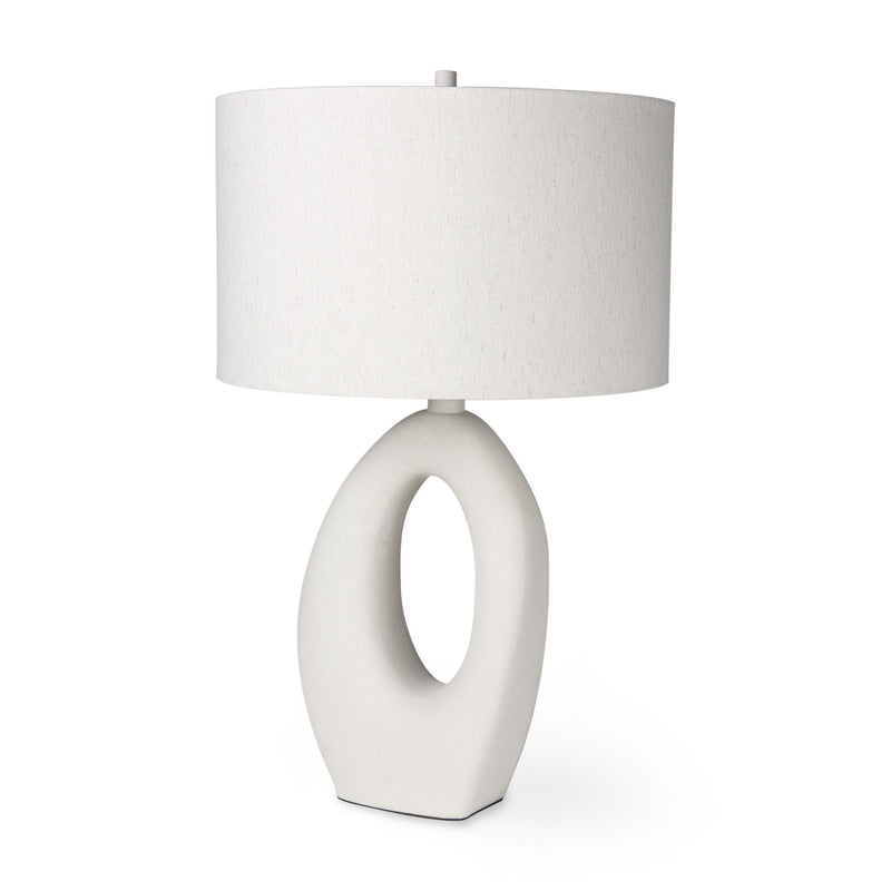 Novelty Table Lamp With Drum Shade - White