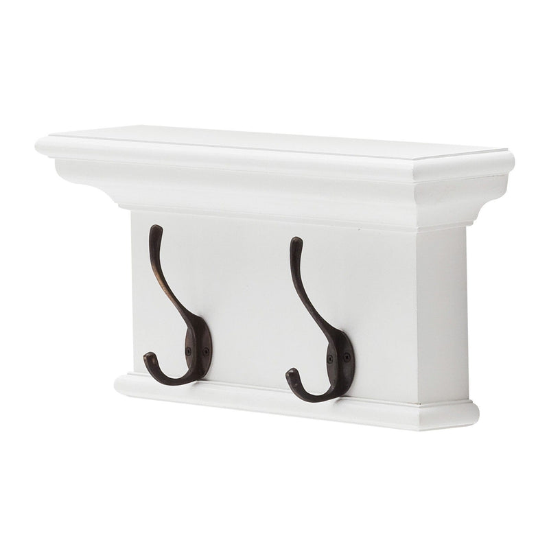 Classic Two Hook Hanging Coat Rack - White