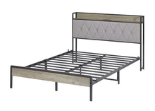 Load image into Gallery viewer, Bed frame with charging station full size, Grey, 83.1&#39;&#39; L x 56.1&#39;&#39; W x 39.2&#39;&#39; H.
