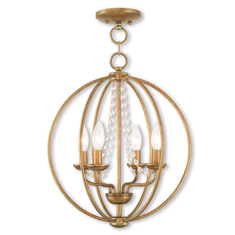 19'' Four Light Dimmable Chandelier With Shades - Gold