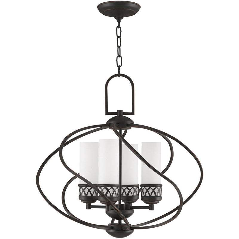 21" Four Light Dimmable Chandelier With Shades - Bronze