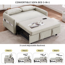 Load image into Gallery viewer, 55.1&quot; Pull Out Sleep Sofa Bed Loveseats Sofa Couch with Adjsutable Backrest, Storage Pockets, 2 Soft Pillows, USB Ports for Living Room, Bedroom, Apartment, Office, Beige (Old SKU WF307821AAA)
