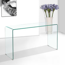 Load image into Gallery viewer, Elegant Transparent Tempered Glass Console Table With Rounded Edges, Modern Sofa Table - Clear
