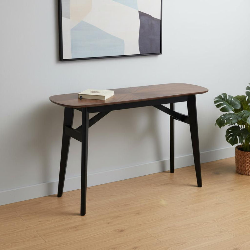 Solid Wood Oval Console Table - Espresso / Black