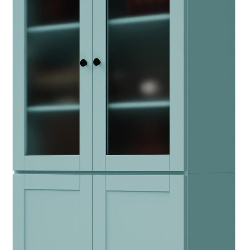 Solid Wood Adjustable Six Tier Library Bookcase With Four Doors (751373) - Aqua