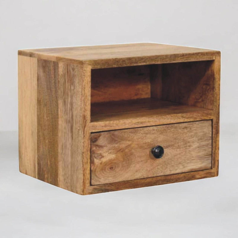 12" Wood One Drawer Floating Nightstand - Oak