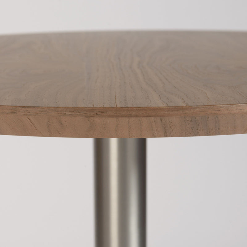 Metallic Rounded Steel Bar Table - Wood Brown And Silver