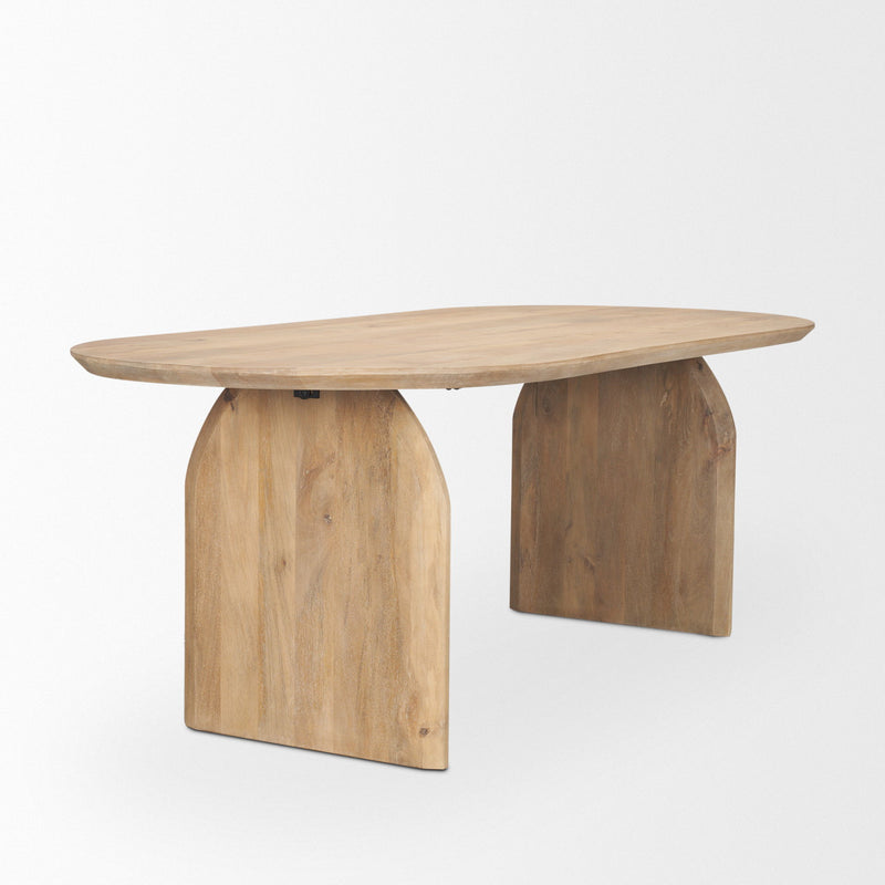 Solid Wood Double Pedestal Base Oval Dining Table (727879) - Brown