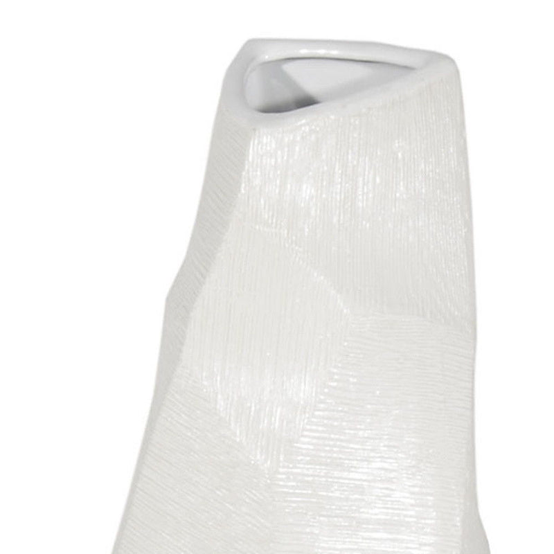 Faceted Geometric Tapered Floor Vase (576738) - White