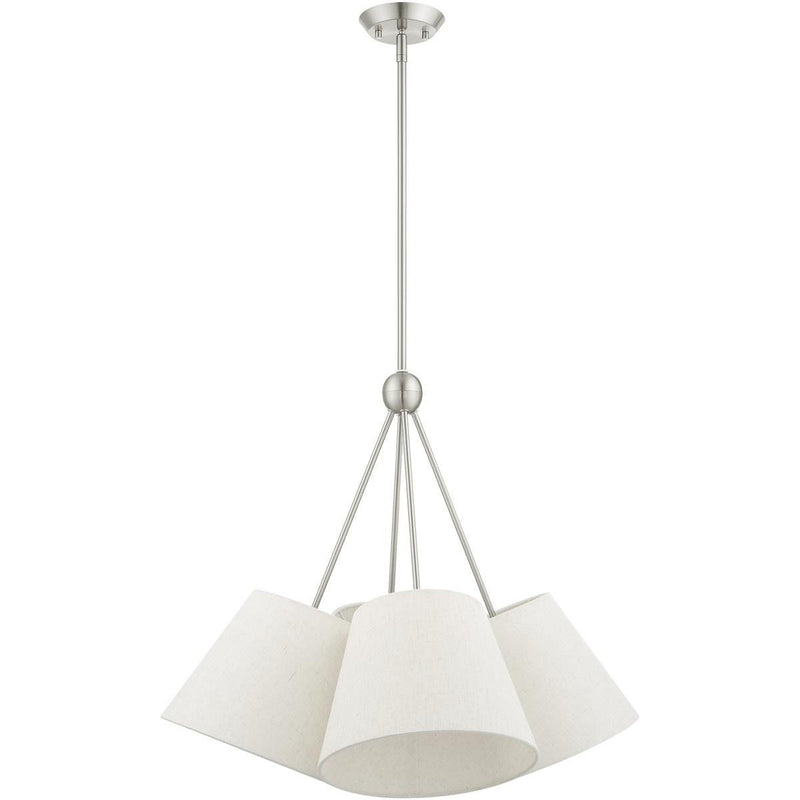 26" Four Light Dimmable Chandelier With Shades - Nickel